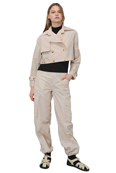 Mısırlı Кам'яного кольору жіночий піджак-тренчкот, що можна вкоротити