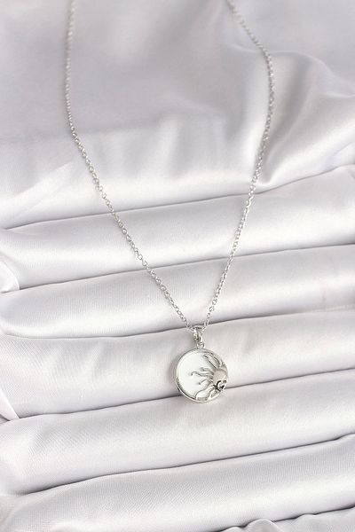 Clariss 316L Steel Silver Color Chain White Enamel Sunset Model Women's Necklace