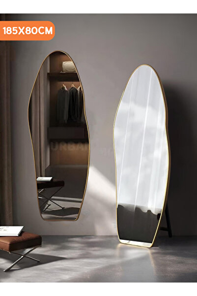 Taimi Extra Large Mirror With Elegant Design185x85cm-full Length Mirror With Gold Metal Frame And Stand