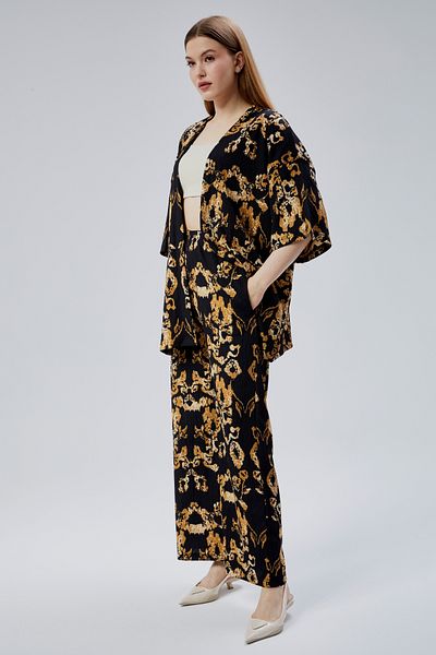 M MOONCOVER Women's Comfortable Summer Kimono and Loose Pants with Pockets Two Piece Set