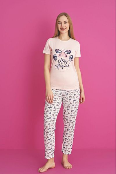 Farya Home Dreamy Cotton Butterfly Print Short Sleeve Pajama Set