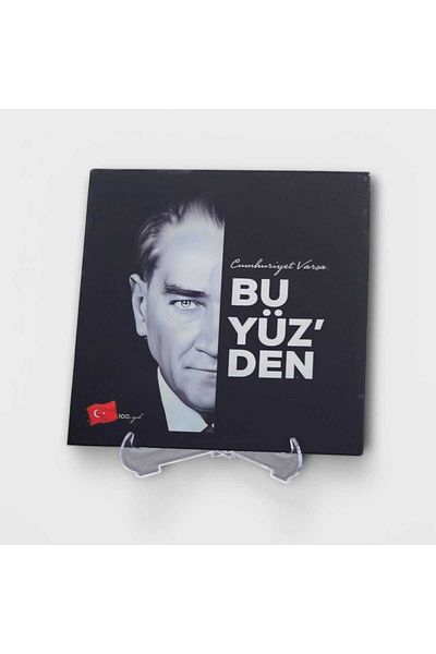 Dekokonsept Desktop - Stand - Portret de Ataturk imprimat pe sticlă