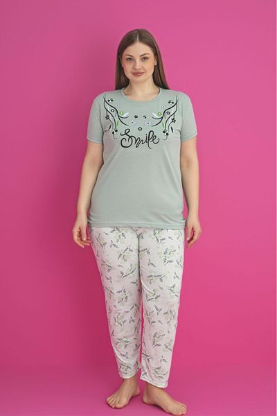 Farya Home X-Dreamy Plus Size Cotton Floral Short Sleeve Pajama Set