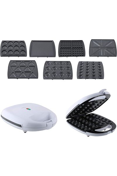 ALSAIF AL SAIF 1400W Electric 7 Slice in 1 Maker - Sandwich, Donut, Nuts, Waffle, Maamoul, Toaster, Samosa,