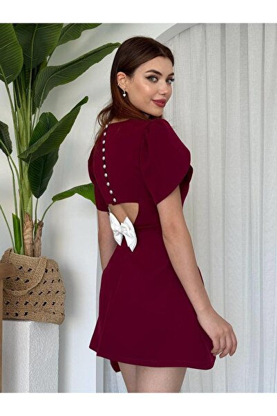 conconmoda Kurdele Sırt Detay Düğmeli Mini Elbise