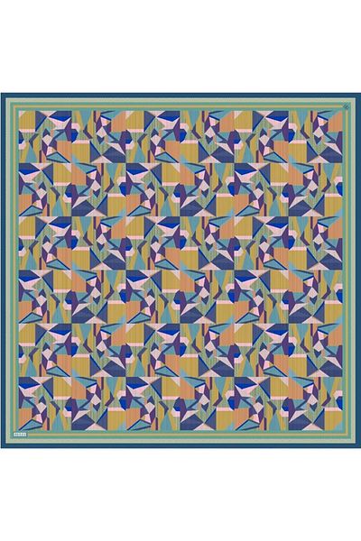 Belli Κασκόλ Pure Silk 4106D02 (Sura Silk) 90 x 90 Μπλε - Πράσινο