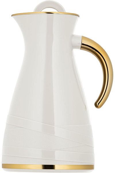 ALSAIF Deva Coffee And Tea Vaccum Flask In Ivory/gold / Leak-proof And Keeps Drinks Hot 1 Liter