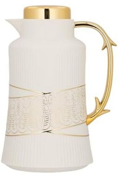 ALSAIF Deva Coffee And Tea Vaccum Flask In Ivory/gold / Leak-proof And Keeps Drinks Hot 1 Liter