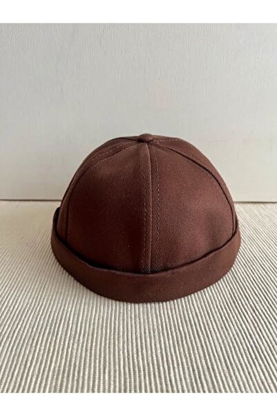 CosmoOutlet Pamuklu Kumaş Arkasından Ayarlanabilir Sipersiz Hip Hop Docker Kahverengi Erkek Şapka