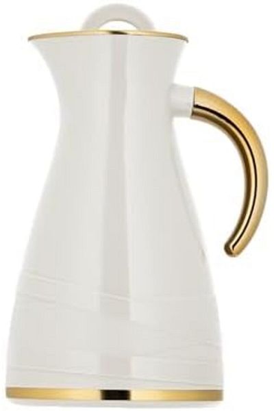 ALSAIF Deva Coffee And Tea Vaccum Flask In Ivory/gold / Leak-proof And Keeps Drinks Hot 1 Liter