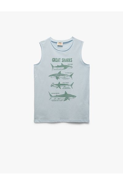 Koton New Season Crew Neck Sleeveless Cotton Loach Printed Undershirt