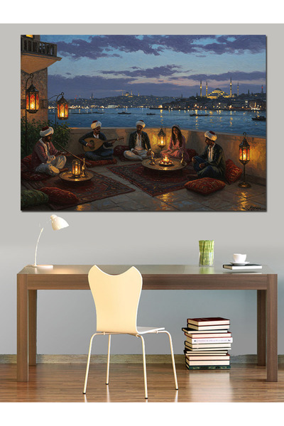 ekart Osmanlı Deniz Kenarında Gece Keyfi Dekoratif Kanvas - Mdf Ahşap Tablo