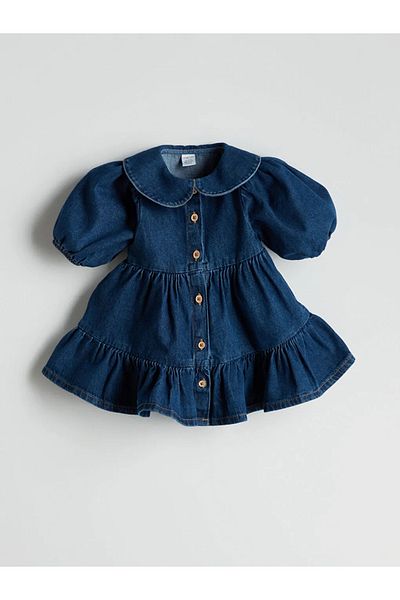 LC Waikiki Lcw Baby Indigo Baby Collar Baby Girl Jean Dress