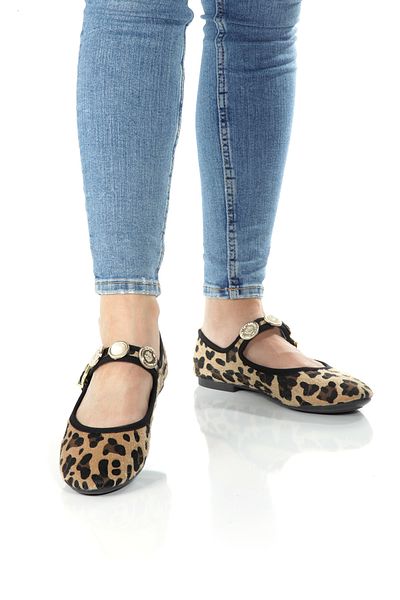 PAYZİN '' ALDA '' Leopard Round Toe Helmet Accesorii Balerina Nouă, Sezon