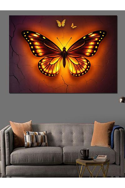 Tablomega Shining Butterfly and Lights Decorative Canvas - Mdf Wooden Painting