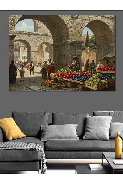 Tablomega Fruit Counter Movement on the Belt Decorative Canvas - Mdf Wooden Painting