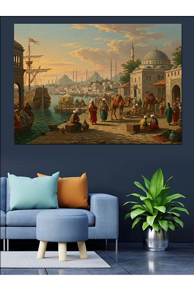 Tablomega Ottoman History Flow in the Port Crowd Decorative Canvas - Mdf Wood Art Print