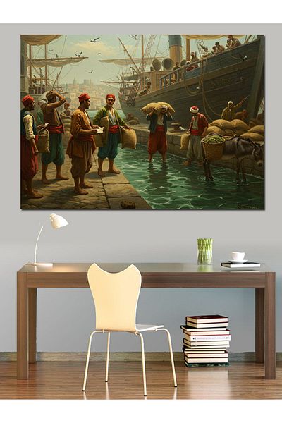 Tablomega Crowds Gathered at the Portside Decorative Canvas - Mdf Wooden Painting