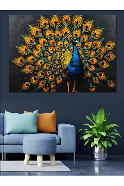 KanvasSepeti Păunul care își arată cu mândrie penițele sale, pictură în ulei,...