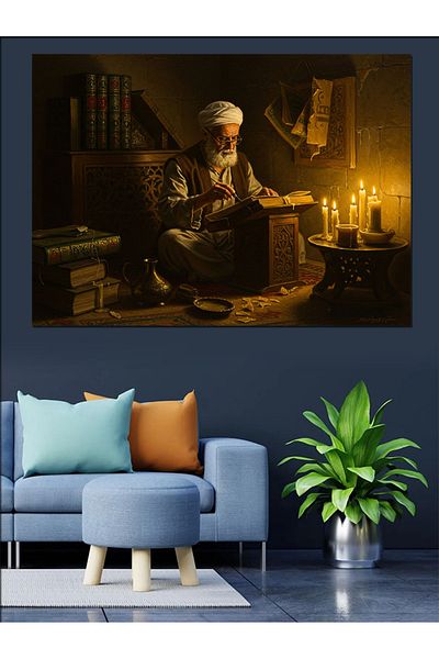 Tablomega Writing by Candlelight Decorative Canvas - Mdf Wood Table