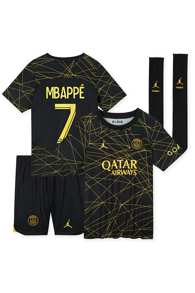 yenteks Tricou de fotbal pentru copii Mbappe cu dungi aurii Psg cu cadou