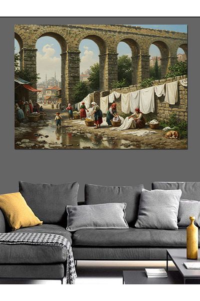 Tablomega Laundry Hanging Day Decorative Canvas on the Belt - Mdf Wooden Painting