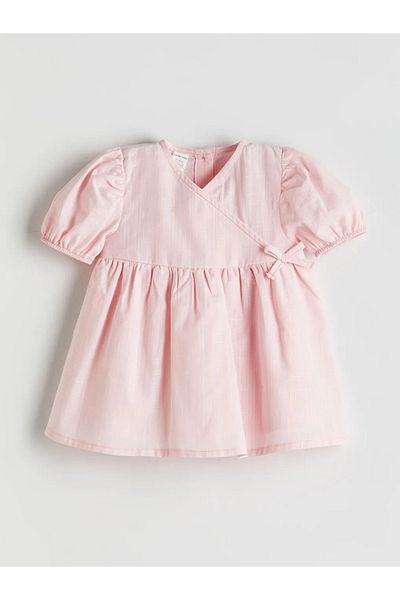 LC Waikiki Lcw Baby Pink Ribbon Detailed Cotton Baby Girl Dress