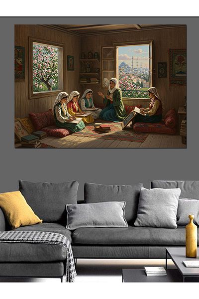 Tablomega Istanbul View from the Window Course Decorative Canvas - Mdf Wooden Table