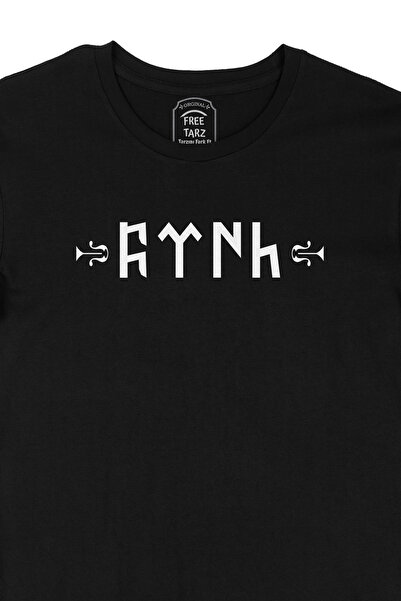 Free Tarz تي شيرت Göktürk تركي كبير مطبوع باللون الأسود