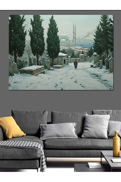 Tablomega Snow Covered Graveyard Silence Decorative Canvas - Mdf Wooden Painting