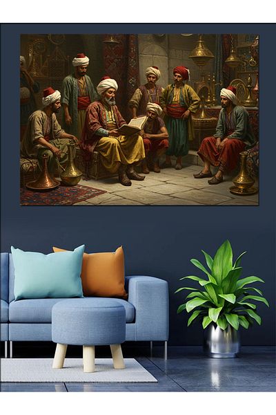 Tablomega Wise Men Chatting in the Shade Decorative Canvas - Mdf Wooden Table