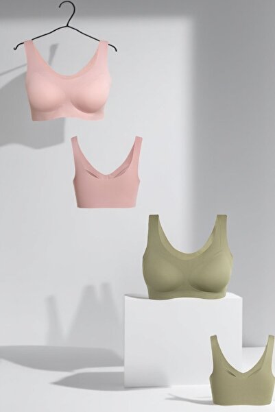 QKK Лазерний виріз, знімні вкладиші, 2 хакі зелених і 2 рожевих, 4 бралет-бюс...