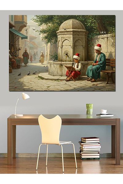 Tablomega Wise Man Sitting in the Shed Decorative Canvas - Mdf Wooden Painting