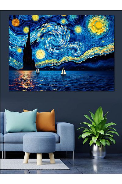 Tablomega Sailing into the Starry Night Decorative Canvas - Mdf Wooden Painting