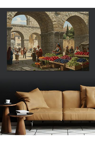 Tablomega Fruit Counter Movement on the Belt Decorative Canvas - Mdf Wooden Painting