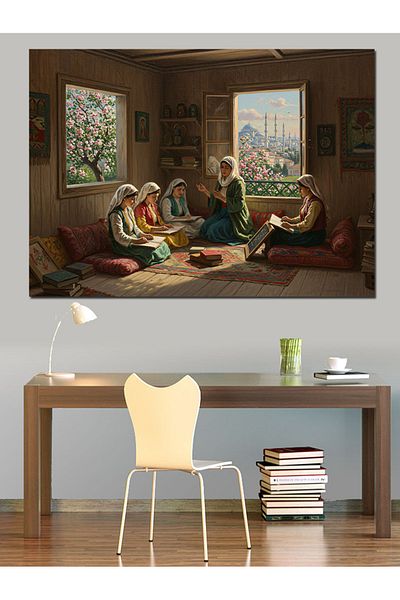 Tablomega Istanbul View from the Window Course Decorative Canvas - Mdf Wooden Table