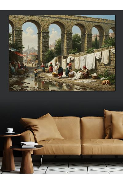 Tablomega Laundry Hanging Day Decorative Canvas on the Belt - Mdf Wooden Painting
