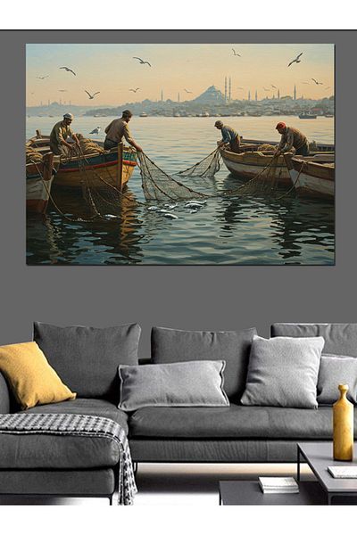 Tablomega Sunrise on Fishing Kayak Decorative Canvas - Mdf Wooden Painting