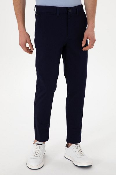 U.S. Polo Assn. U.S. Polo Assn. Men's Woven Plain Fabric Slim Fit Navy Blue Chino Pants