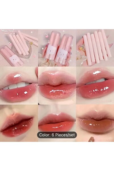 ABETE Ayıcık Figürlü Parlak Bitişli Glossy Ruj Seti 6 lı