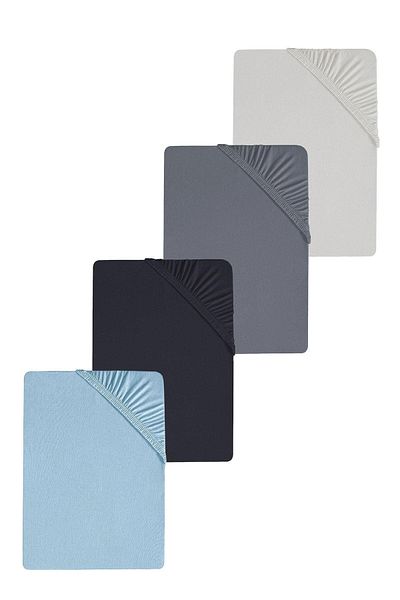 COTENCONCEPT 4 Plain Cotton Single Sheets 80 X 200 X 30 cm Elastic Combed Cotton Sheets