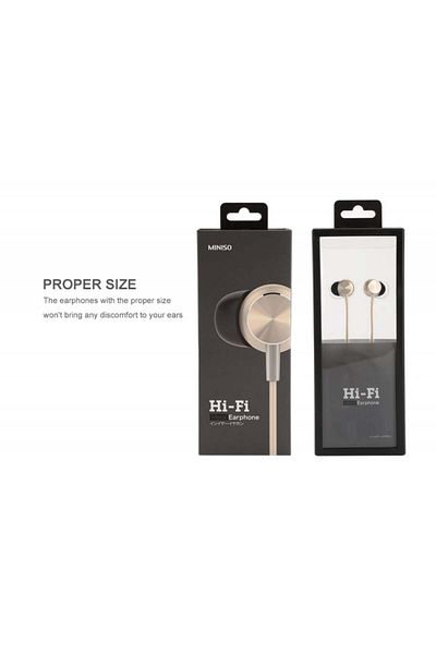 Miniso Hi-fi CD Pattern Gold Earphones 1.2m