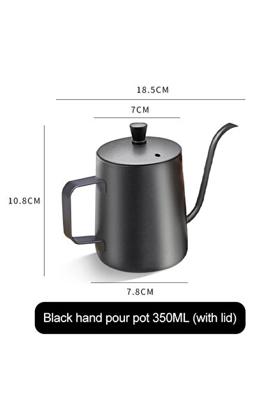 Choice وعاء قهوة أسود 350 مل - غطاء من الفولاذ المقاوم للصدأ 304 - فوهة طويلة...