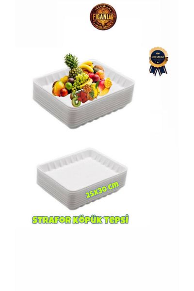 figanlar ambalaj Deep Styrofoam Rectangular Foam Plate / Foam Tray 75 Pcs 25X30 cm 1 Pack
