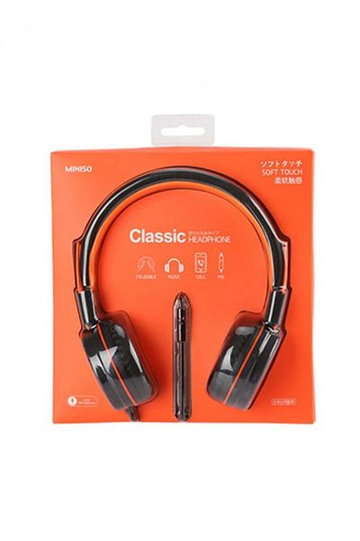 Miniso Skullcandy Foldable Headphone (Orange Black)