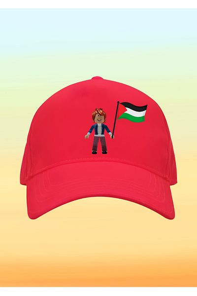 relaxbaskı Roblox Printed Children's Hat with Palestinian Flag