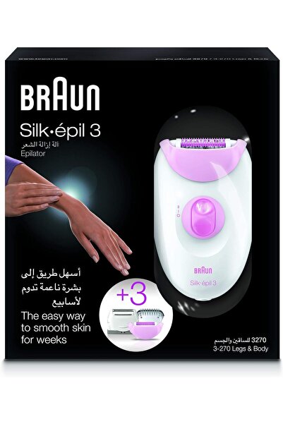 Braun Silk Epil 3 SE3270 Epilator With 2 Attachments White/Raspberry 18 x 6.5 x 19.7cm