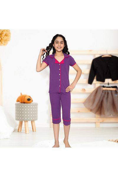 ERTA GOLD Girl's Buttoned Summer Capri Suit