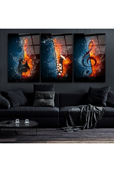 TAULART 3 LÜ MÜZİK TABLOSU ENSTÜRMAN TABLOSU MODERN TASARIM KIRILMAZ CAM TABL...