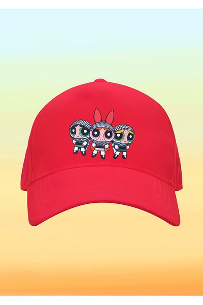 relaxbaskı Kefiyeli Power Puff Printed Children's Hat